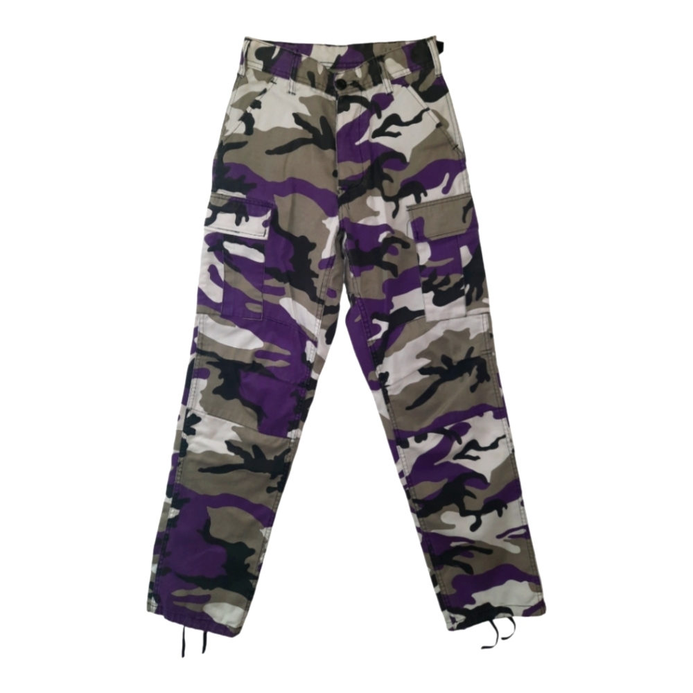 Rothco BDU Womens Purple Grey White Camo Adjustable Cargo Pants Sz 23 - 27